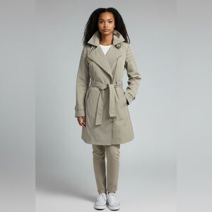 Michael Kors Lightweight Khaki Trench Jacket Asymmetric Zip Sz S